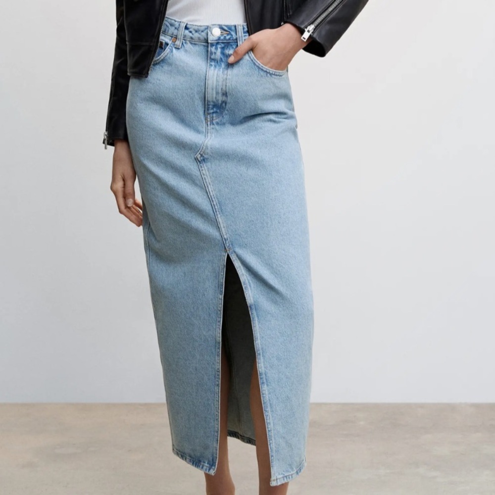 Mango Blue Denim Maxi Skirt